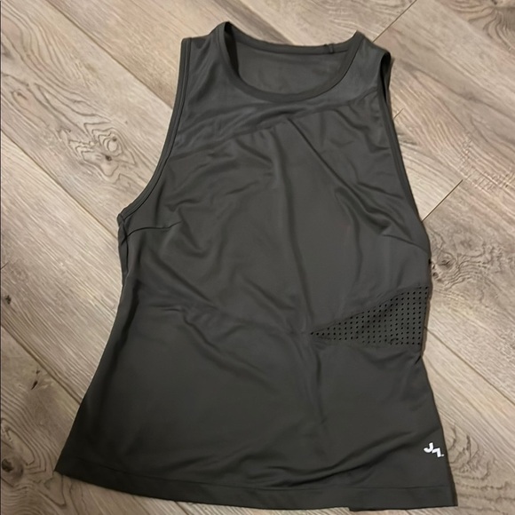 Joy Lab gray top, see through on top. Neat design. Fitted. Size small - Picture 1 of 5
